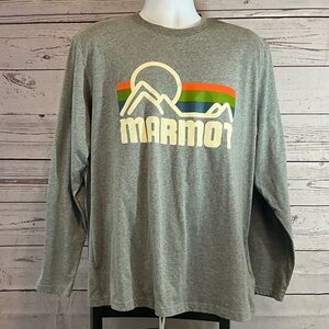 Marmot Gray Long Sleeve with Mountain Design